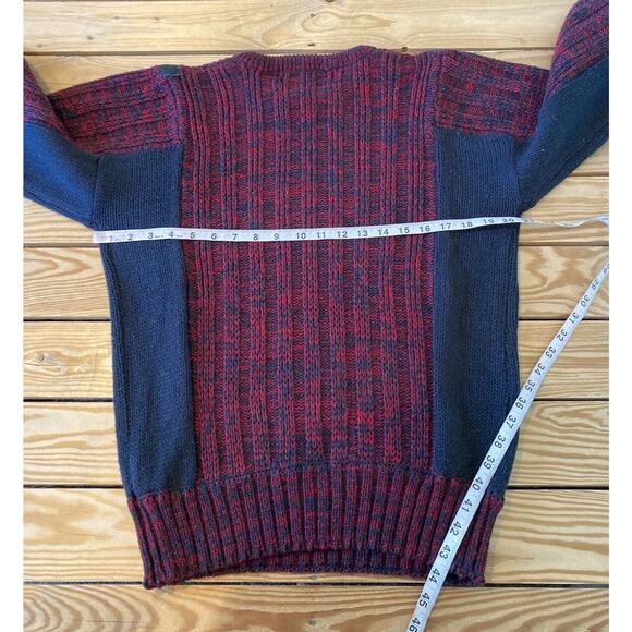 Vintage Giani Leone Sweater With Leather Size Medium Men’s Red Pullover - Picture 6 of 7